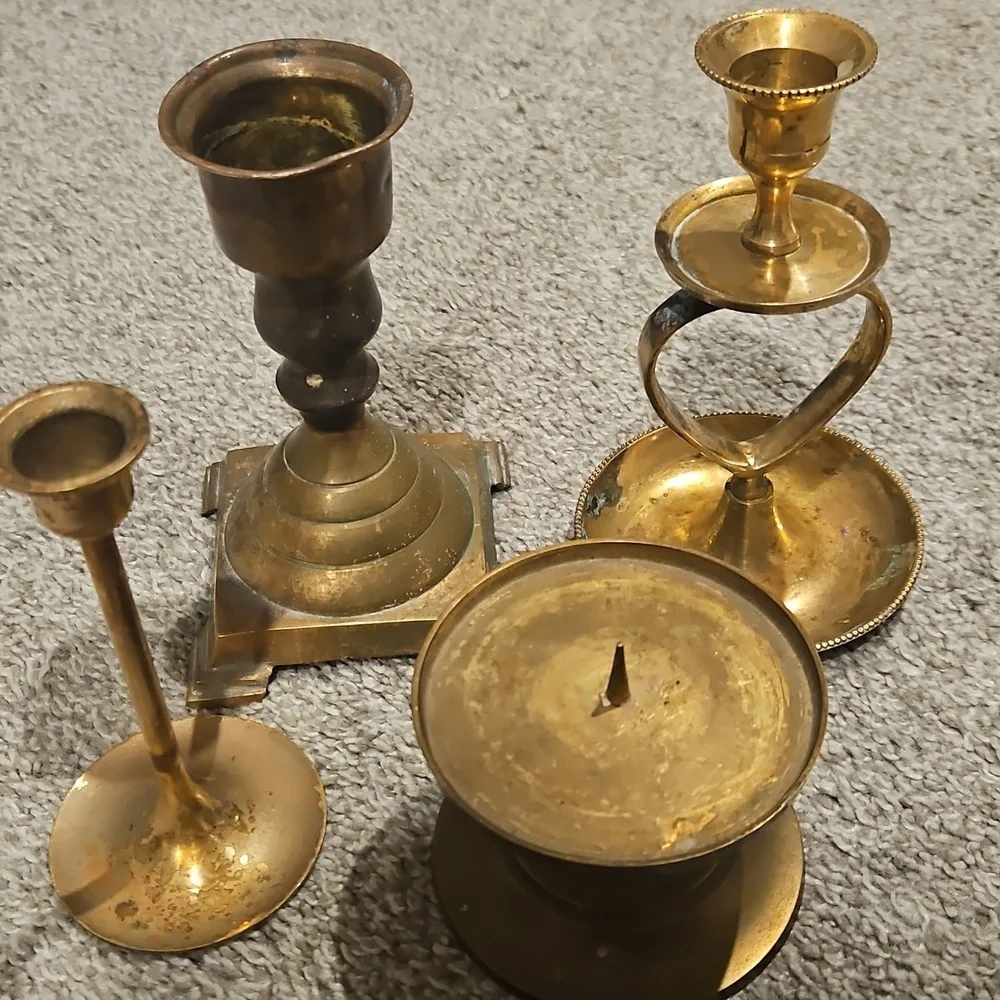 Bundle Of Brass Candlestick Holders